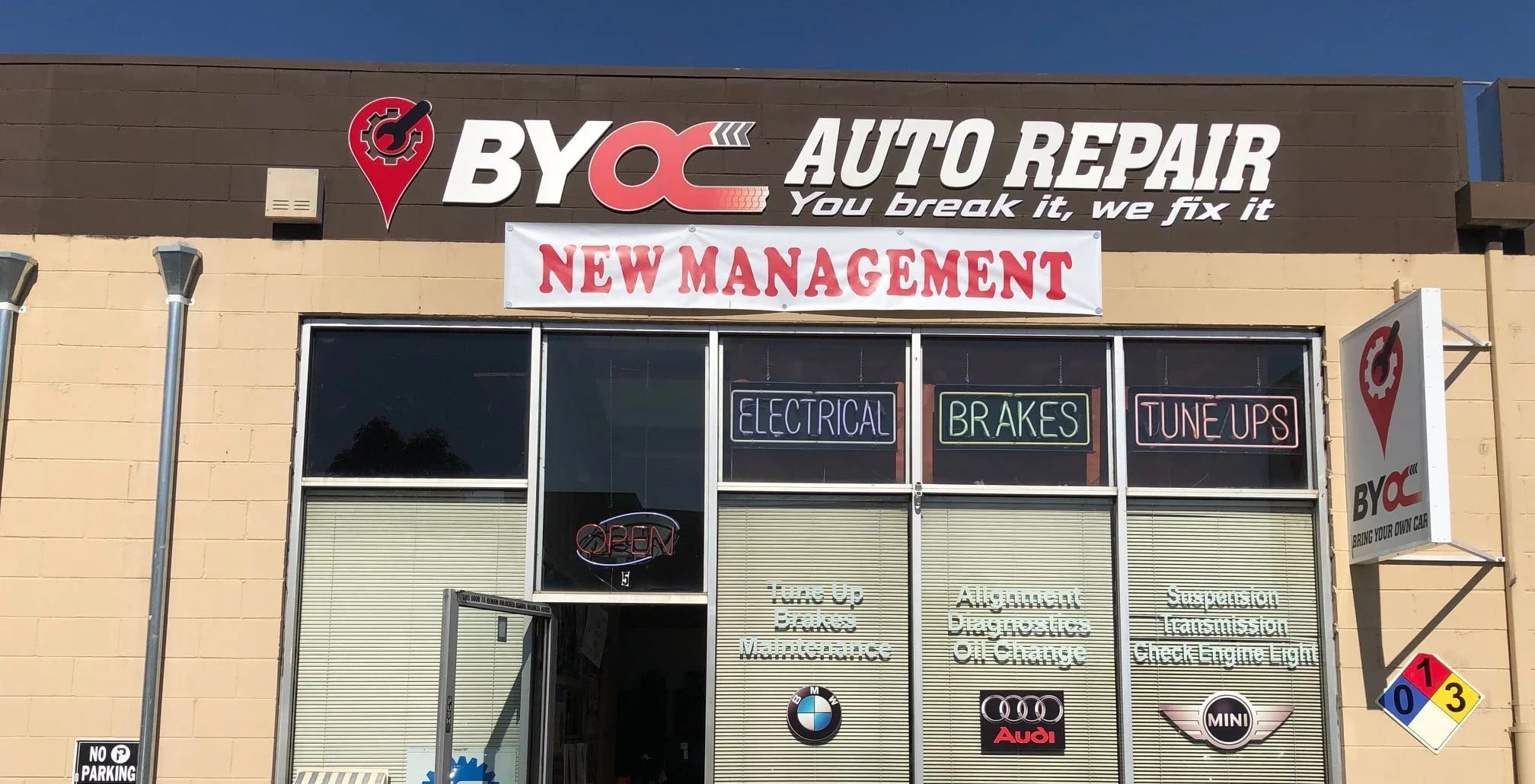 BYOC Auto Repair shop exterior in Milpitas